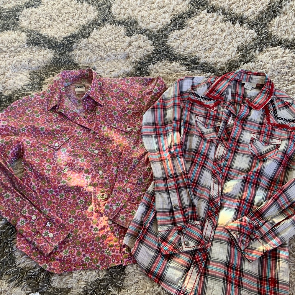Girls Cruel Girl and Ariat button down combo.